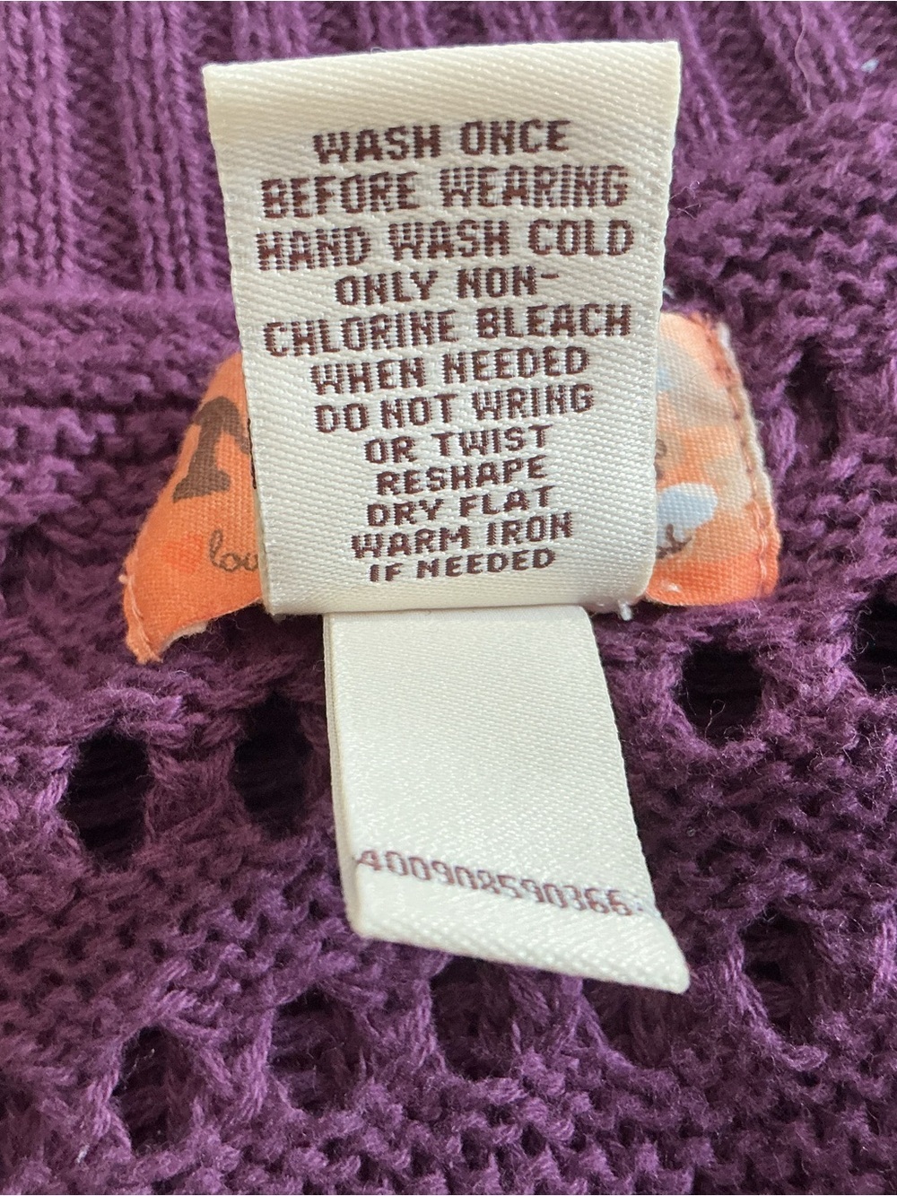 Mudd Vintage Y2K Crochet Knit Cardigan Vest L Purple Open Stitch Button Front - Picture 7 of 8